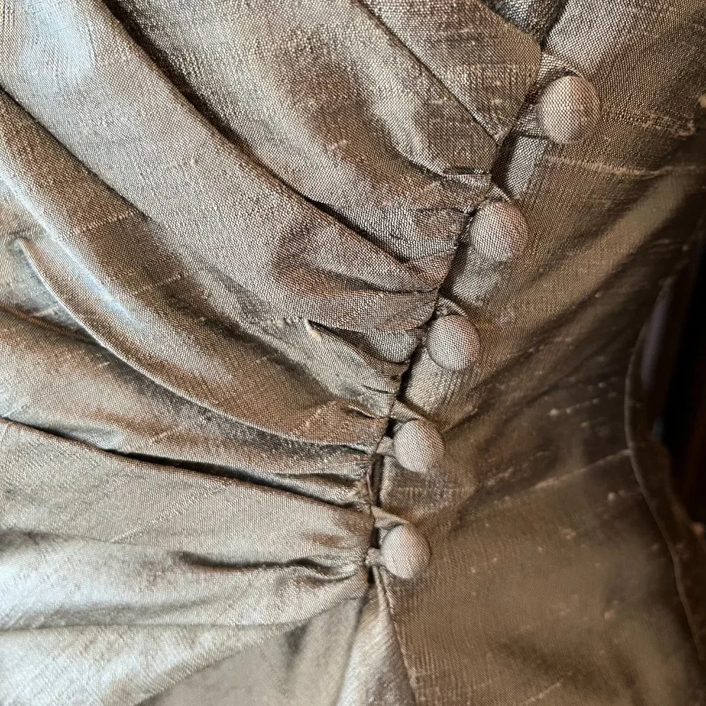 Watters Vintage Dupioni Silk Skirt Set Green Maxi Formal Mother of Bride Sz 6 - Picture 10 of 13